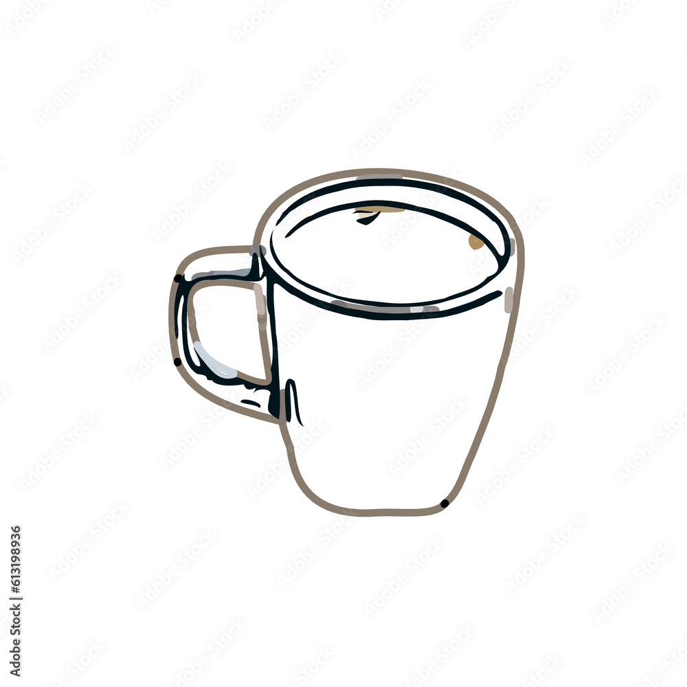 Coffee cup color sketch with a transparent background Coffee cup color sketch with a transparent background