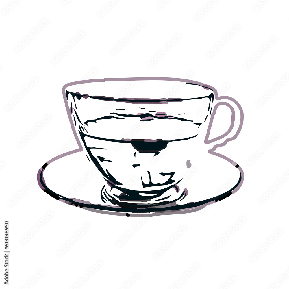Coffee cup color sketch with a transparent background Coffee cup color sketch with a transparent background