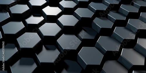 Gexagonal cube black digital background. Generative Ai photo