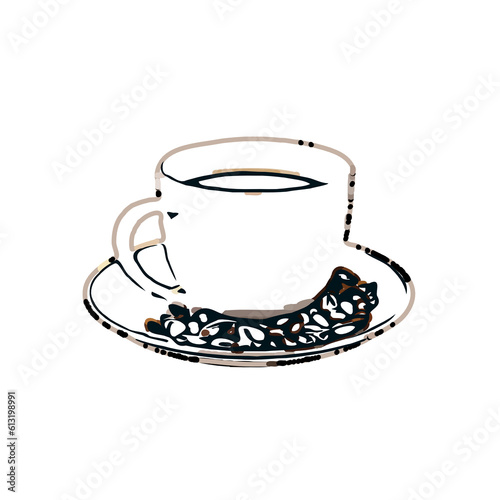 Coffee cup color sketch with a transparent background