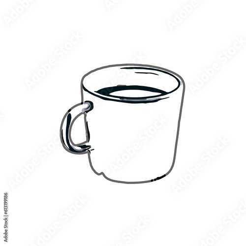 Coffee cup color sketch with a transparent background