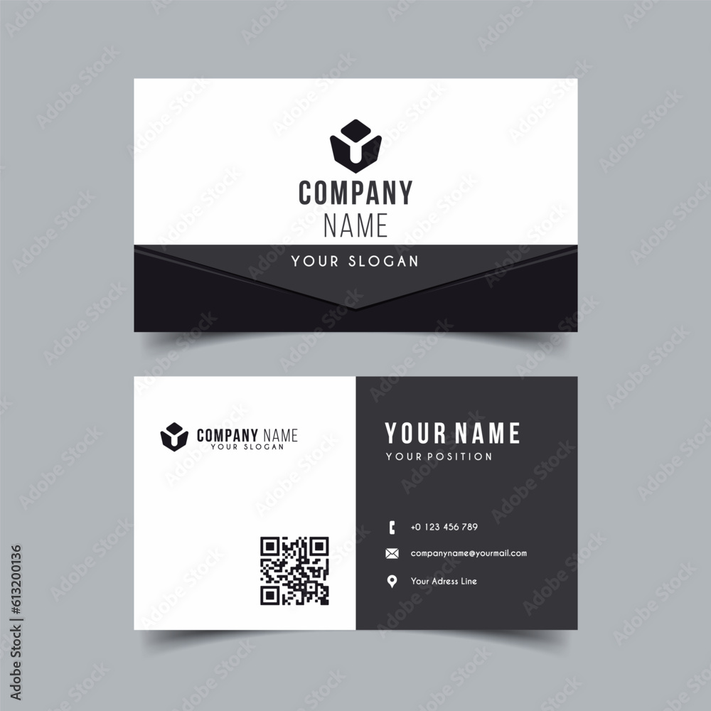 Vector Minimalist and Elegant Business Card Template with Black and White Color