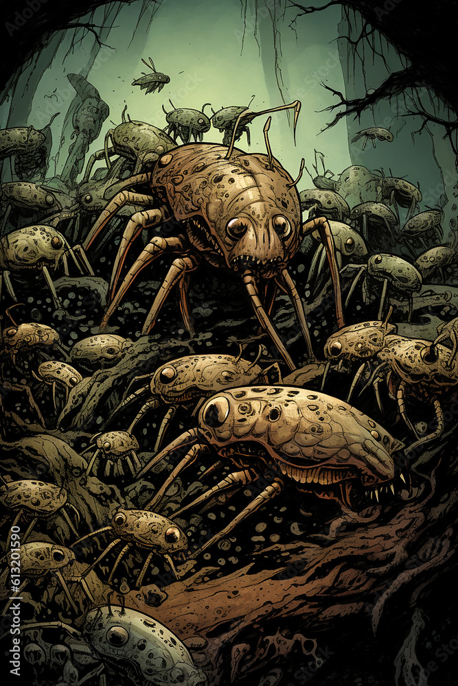 Mutant Insects, Comic Book, Graphic Novel Style. Generative AI. A ...