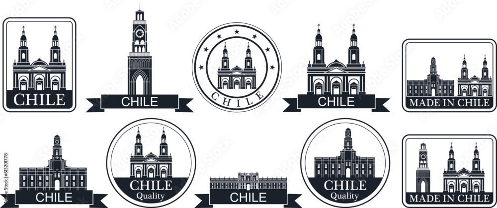 Chile set. Isolated Chile on white background