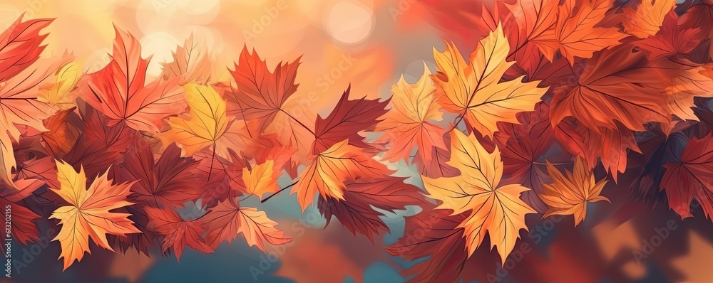 Abstract Background with Autumn Leaves in Rich Orange Generative AI illustrations Abstract Background with Autumn Leaves in Rich Orange Generative AI illustrations