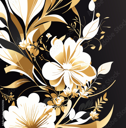 Luxury floral seamless with flowers elegant leather texture illustration background, Generative AI