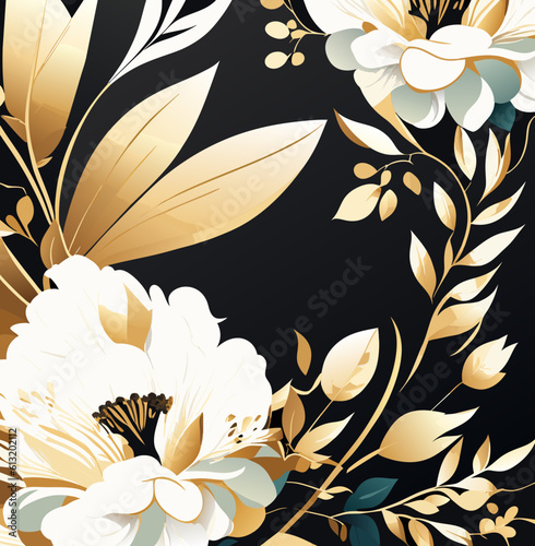 Luxury floral seamless with flowers elegant leather texture illustration background, Generative AI