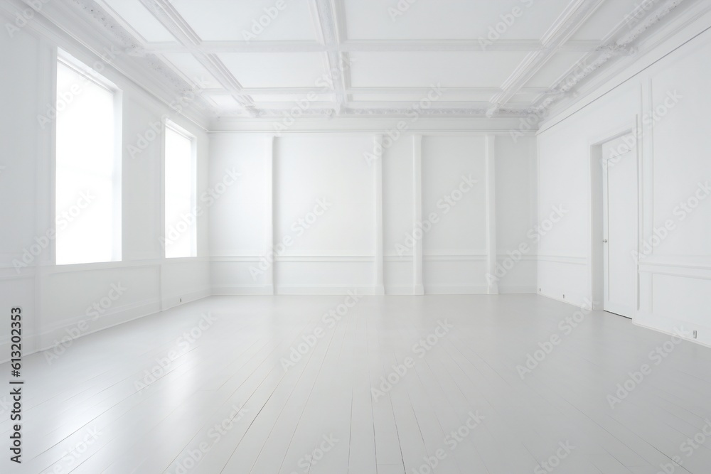 Empty white room interior Generative AI