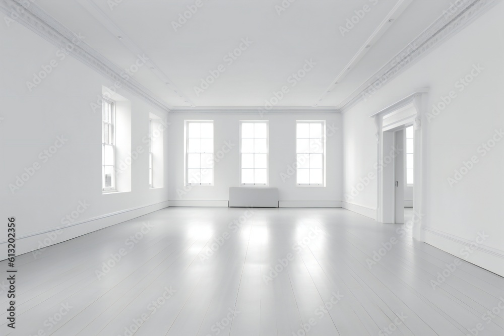 Empty white room interior Generative AI Empty white room interior Generative AI