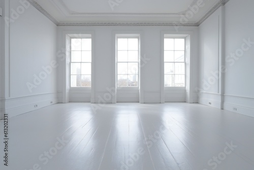 Empty white room interior Generative AI