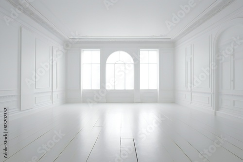 Empty white room interior Generative AI