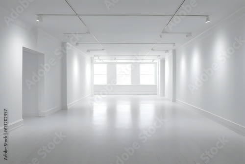 Empty white room interior Generative AI