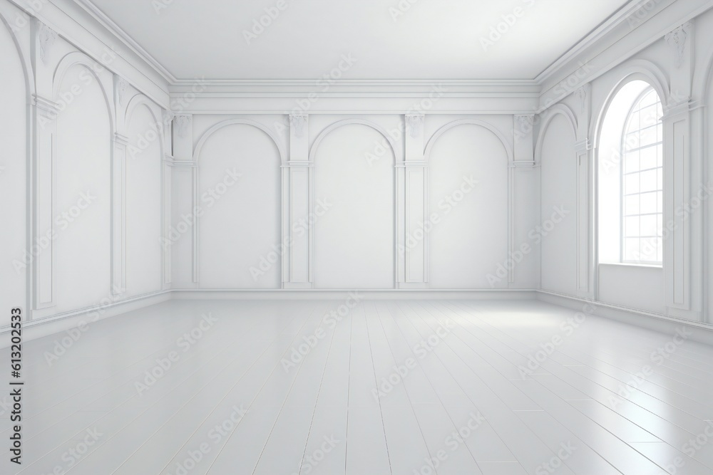 Empty white room interior Generative AI Empty white room interior Generative AI