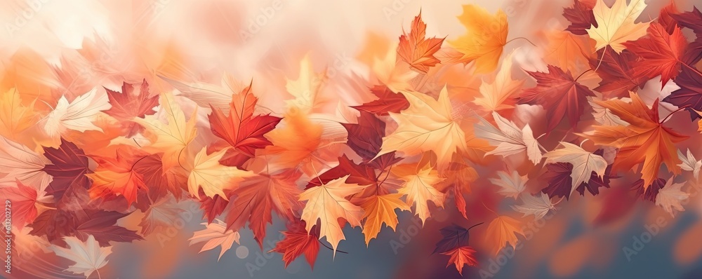 Abstract Background with Autumn Leaves in Rich Orange Generative AI illustrations Abstract Background with Autumn Leaves in Rich Orange Generative AI illustrations