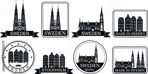 Sweden set. Isolated Sweden on white background