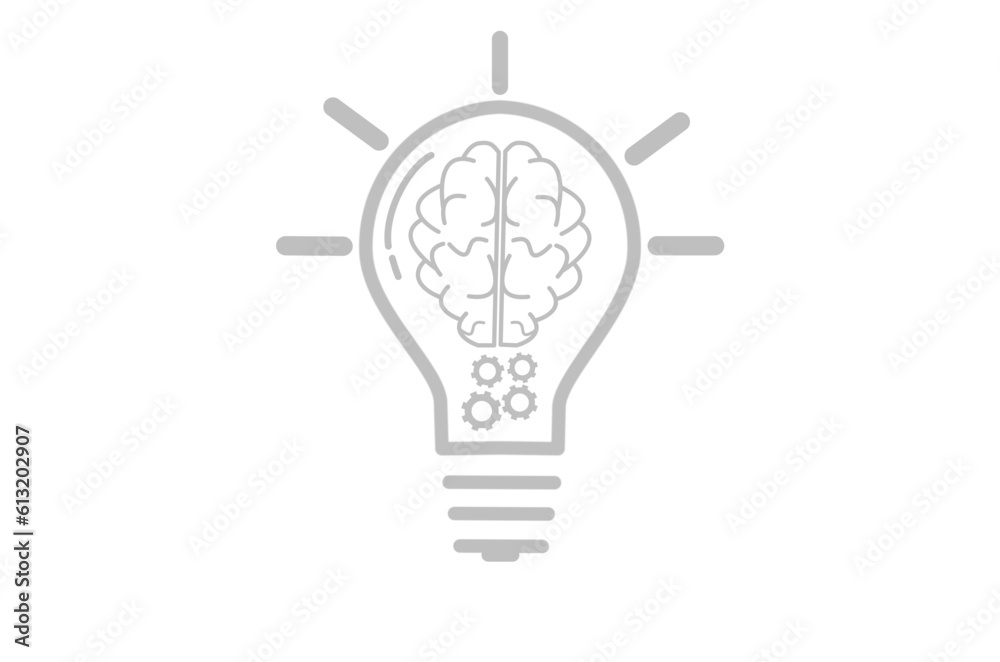 Light Bulb and Human brain icon, brain icons for web design