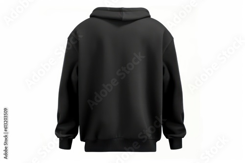 Blank black Fleece Hoodie mockup, front view, isolated on white background, Generative AI