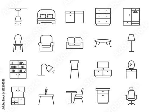 Papier peint Furniture icon set
