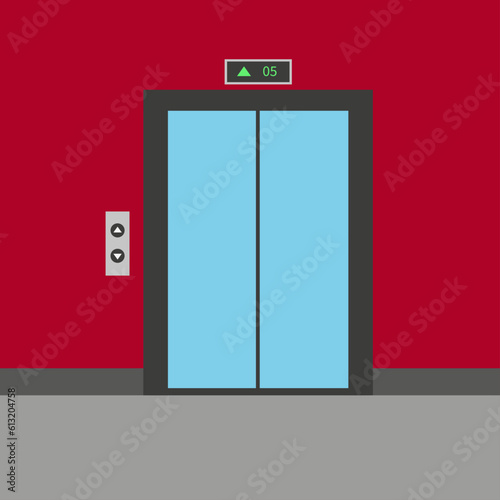 Vector illustration of the closed elevator door. Vector illustration in flat style.	
