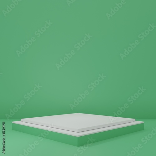 Product Stand in green room ,Studio Scene For Product ,minimal design,3D rendering	
