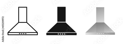 Kitchen hood vector set. Extractor hood icon, dome range hood