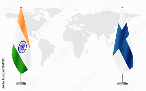 India and Finland flags for official meeting