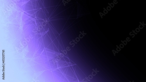 Purple blue gradient wallpaper banner background. Fantasy abstract technology, engineering and science backdrop with particles and plexus connected lines. Wireframe 3D illustration and copy space