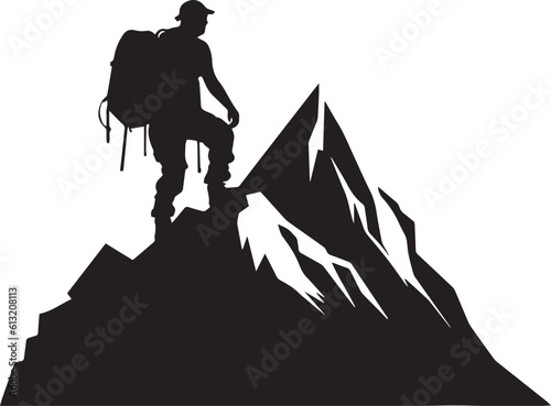 Climbing the mountain, man climbing a mountain, Vector illustration, SVG