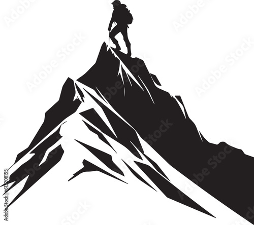 Climbing the mountain, man climbing a mountain, Vector illustration, SVG