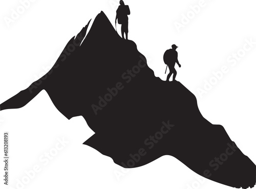 Climbing the mountain, man climbing a mountain, Vector illustration, SVG