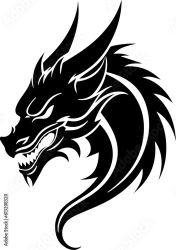 Wallpaper Mural Black and white illustration of dragon head. Torontodigital.ca