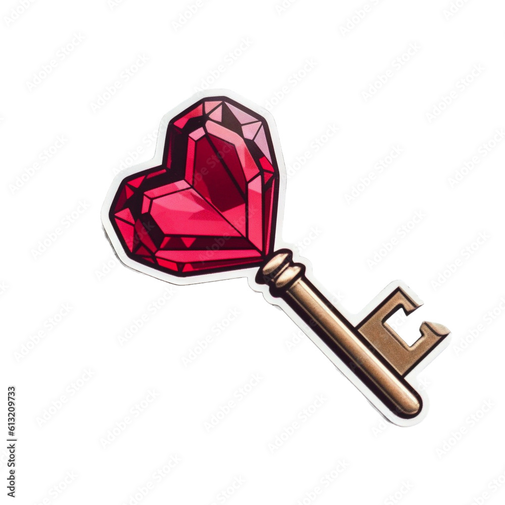 Ruby Heart Key Sticker Ruby Heart Key Sticker