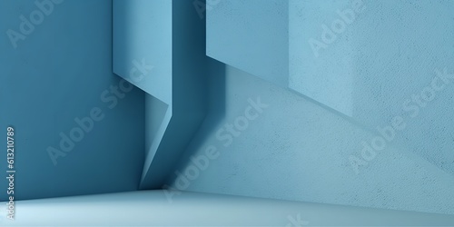 Background of a wall in soft blue. paper wallpaper with a color gradient. rough wall texture in teal. Generative Ai.