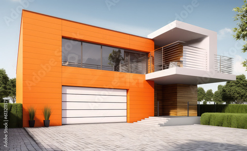 modern house 3d rendering, generative AI © Kien