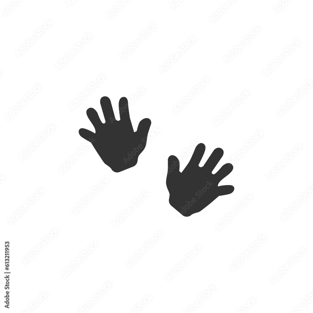 Baby hands print icon isolated on white background. Flat