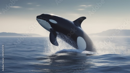 Beautiful killer whale in the ocean, Generative AI
