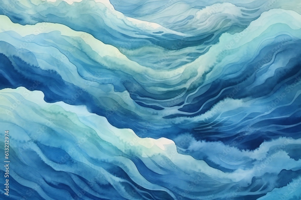 Minimal light and dark blue simple soft aerial ocean wave watercolor texture Generative AI Minimal light and dark blue simple soft aerial ocean wave watercolor texture Generative AI