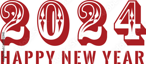 Happy new year 2024 design. With colorful truncated number illustrations. Premium vector design for poster, banner, greeting and new year 2024 celebration P5