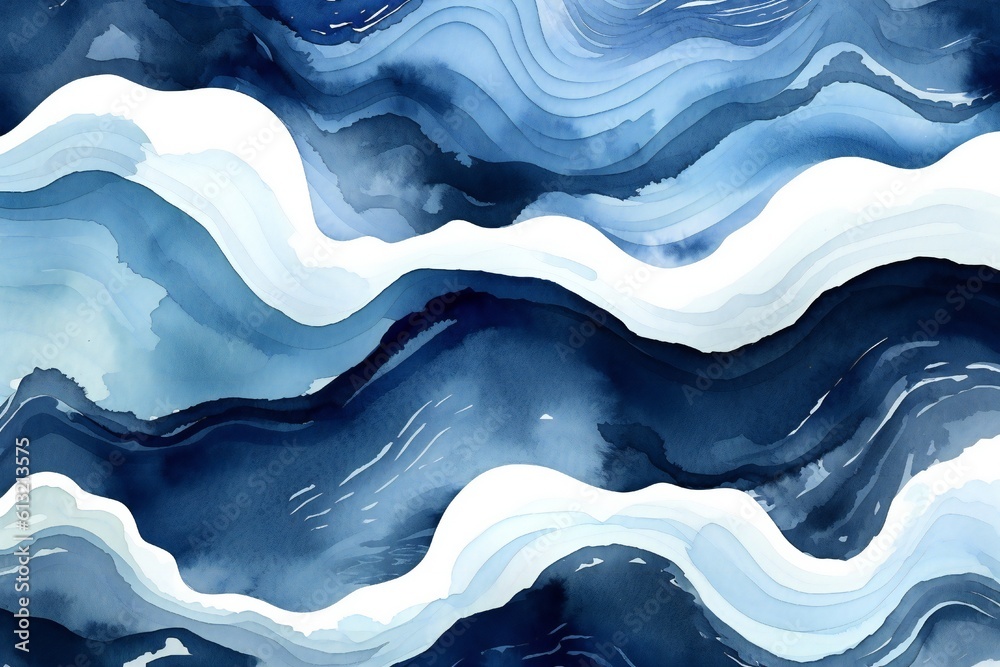 Minimal light and dark blue simple soft aerial ocean wave watercolor texture Generative AI Minimal light and dark blue simple soft aerial ocean wave watercolor texture Generative AI