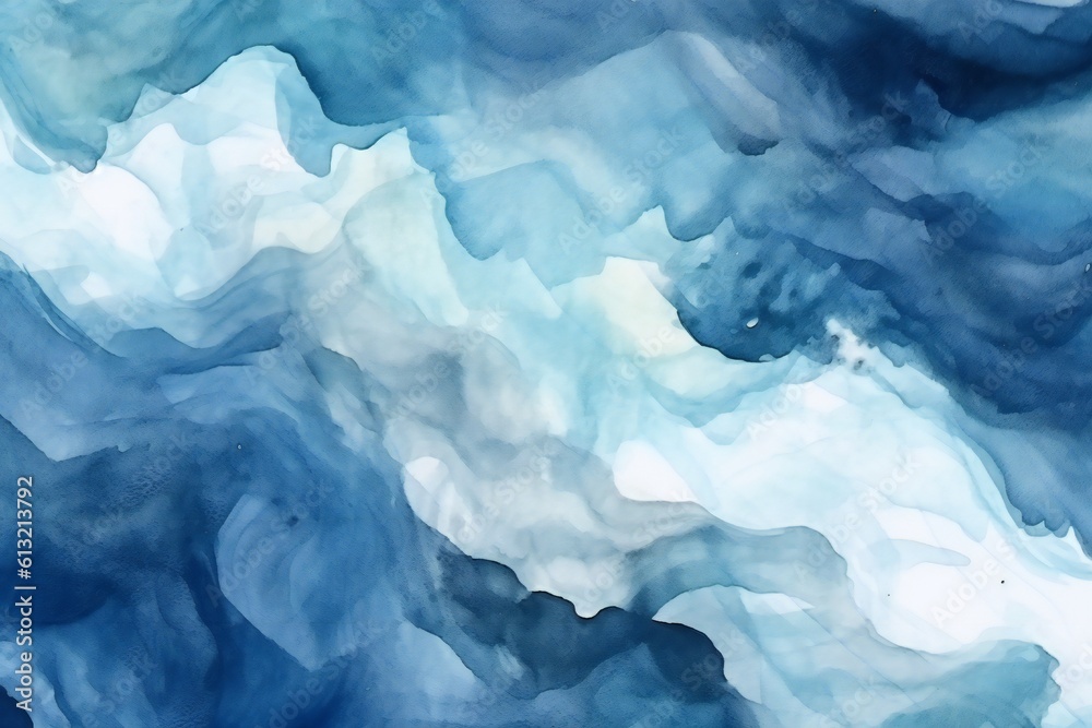 Minimal light and dark blue simple soft aerial ocean wave watercolor texture Generative AI