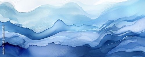 Minimal light and dark blue simple soft aerial ocean wave watercolor texture Generative AI © LayerAce.com