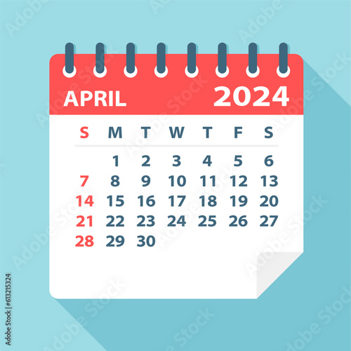 April 2024 Calendar Leaf - Vector Illustration