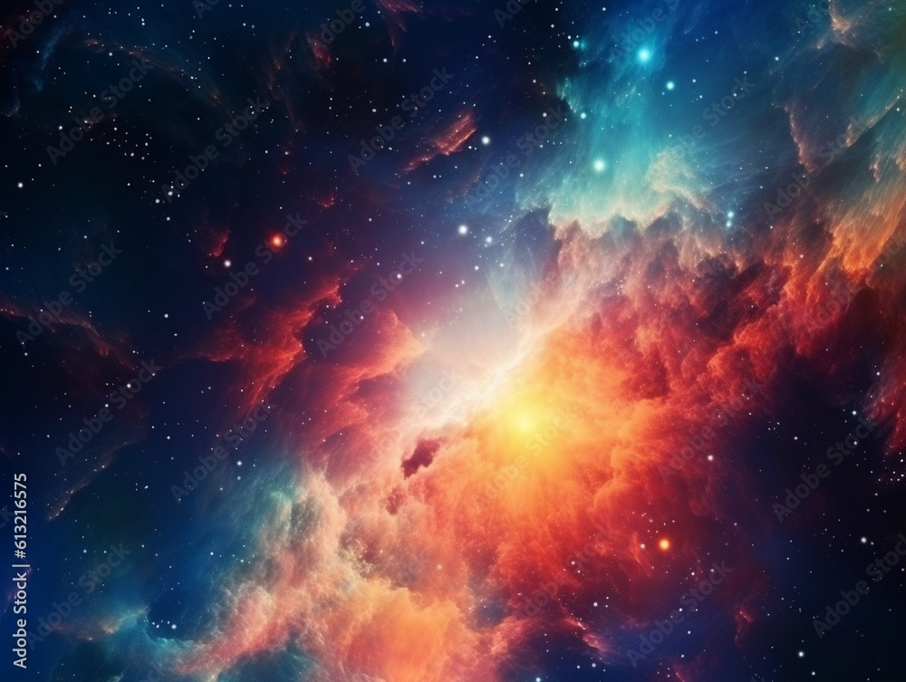 Vibrant celestial nebula in outer space. Stellarfilled nocturnal