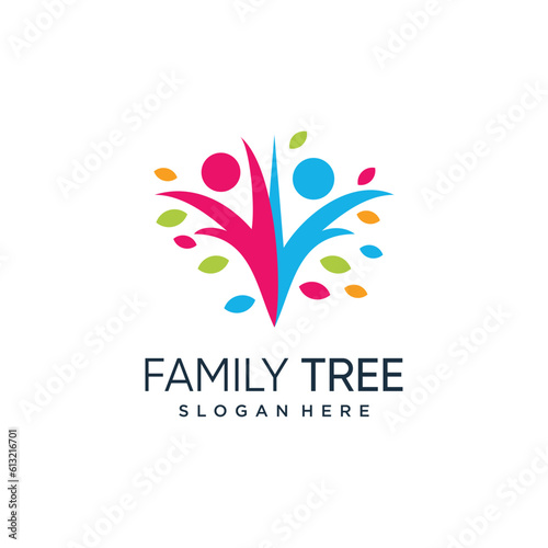 Family tree logo design vector with creative abstract idea