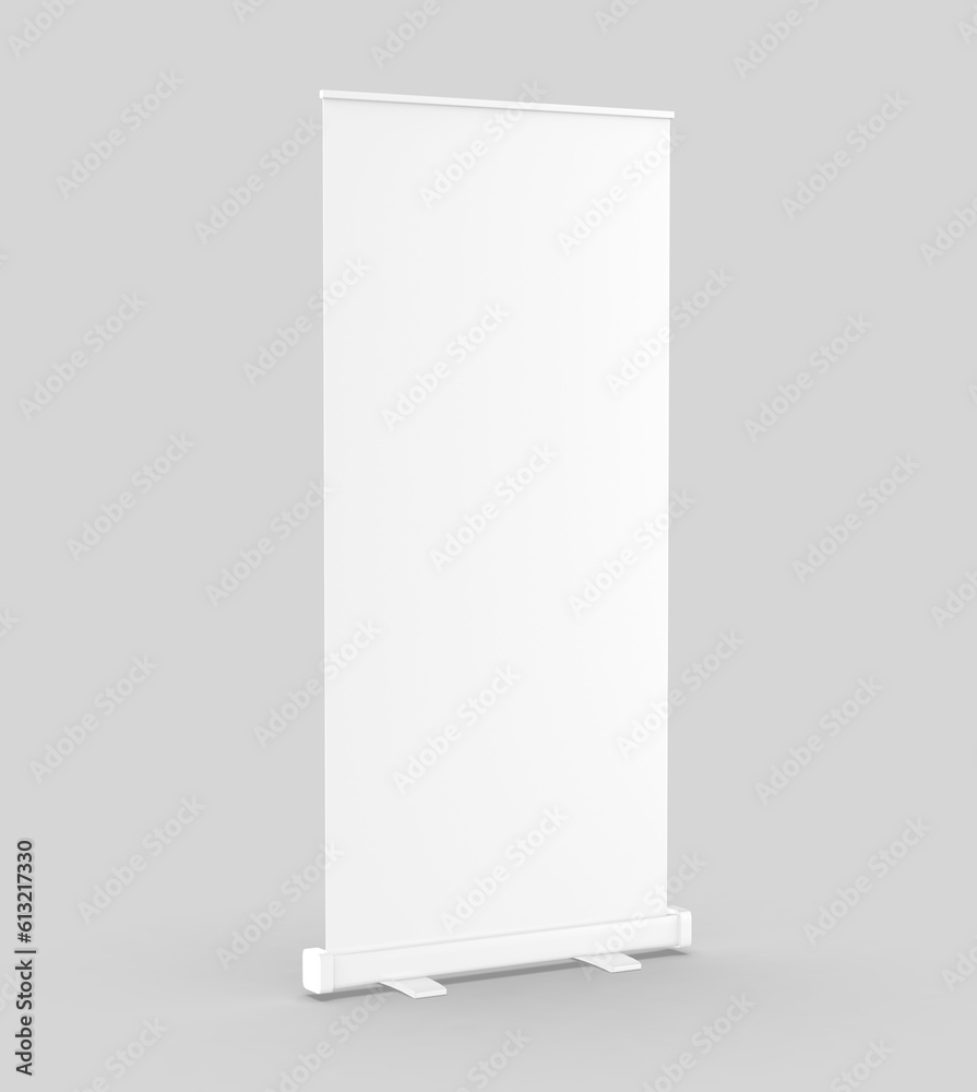 White blank empty high resolution Business Roll Up and Standee Banner display mock up Template for your Design Presentation. 3d illustration. White blank empty high resolution Business Roll Up and Standee Banner display mock up Template for your Design Presentation. 3d illustration.