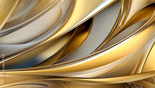 3d rendering of abstract metallic wavy background with some smooth lines in it