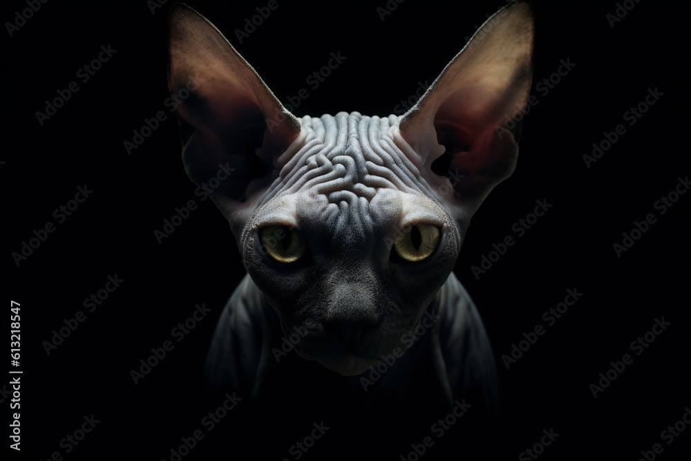 Very intimidating look of sphynx cat on white background Generative AI Very intimidating look of sphynx cat on white background Generative AI
