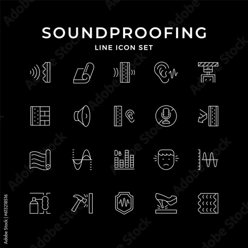 Set line icons of soundproofing