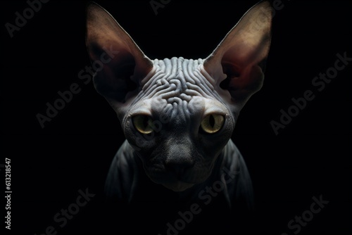 Very intimidating look of sphynx cat on white background Generative AI