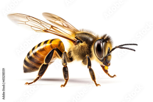 macro bee on white background. © tiero